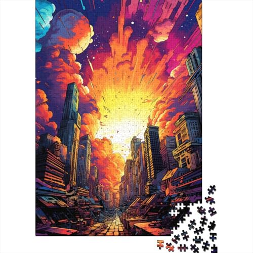 Puzzle, farbenfrohes Gemälde, Sonnenuntergangslandschaft, 1000 Teile, Puzzle für Erwachsene, Holzpuzzle für Erwachsene und Kinder, tolles Geschenk für Erwachsene, 50 x 75 cm von LiJianXXE