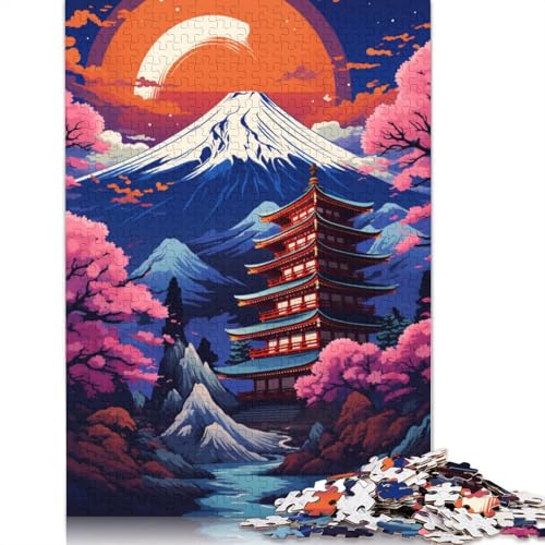 Puzzle 1000 Teile, Berg Fuji und Tempel, Puzzle für Erwachsene, Holzpuzzle, Puzzle, Mitmachspiel, 75 x 50 cm von LiJianXXE