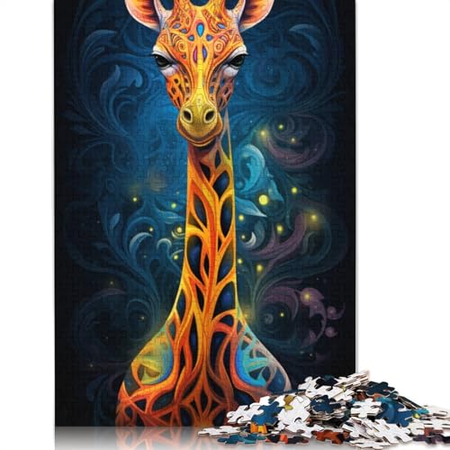 Puzzle 1000 Teile, Bunte Giraffen-Puzzles für Erwachsene, Kartonpuzzle, interessantes Puzzle zur Stressreduzierung, Größe: 38 x 26 cm von LiJianXXE