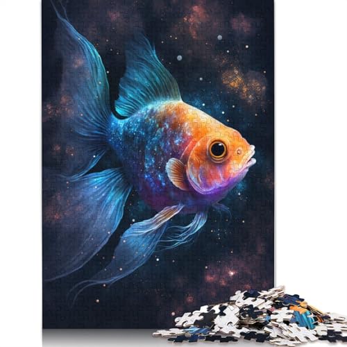 Puzzle 1000 Teile, Galaxie-Goldfisch-Puzzle, Geschenk, Holzpuzzle, Lernpuzzle, Familienspiel (Größe 75 x 50 cm) von LiJianXXE