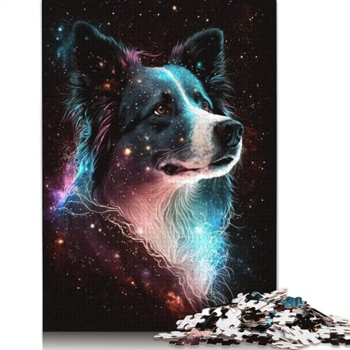 Puzzle 1000 Teile, Galaxy Star Border Collie, Puzzle für Erwachsene, Holzpuzzle, Spielzeug, Wanddekoration (Größe 75 x 50 cm) von LiJianXXE