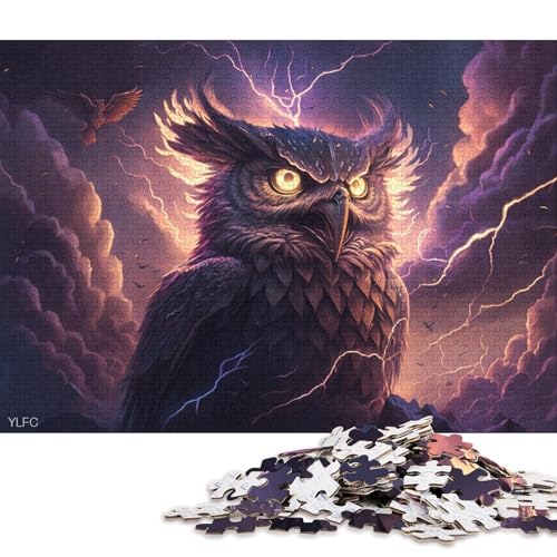 Puzzle 1000 Teile, Kunst, Tier, Eule, Puzzle für Erwachsene, Holzpuzzle, Puzzle für Erwachsene, Geschenke 38x26cm/1000 Teile von LiJianXXE