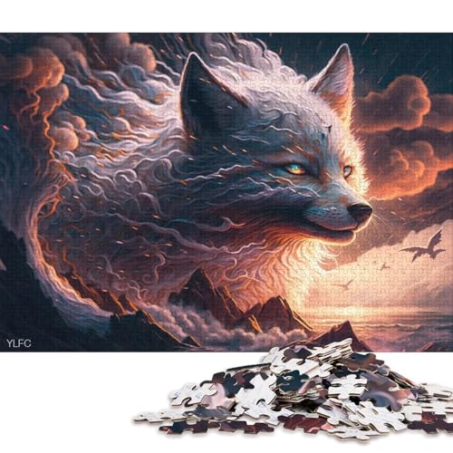 Puzzle 1000 Teile, Kunsttiere, weißer Fuchs, Puzzle für Erwachsene, Holzpuzzle, Puzzle für Erwachsene, Geschenke 38x26cm/1000 Teile von LiJianXXE