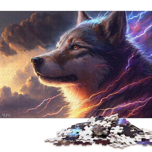 Puzzle 1000 Teile, Tier-Puzzle mit Husky-Hund, Puzzle für Erwachsene, Holzpuzzle, Puzzle für Erwachsene, Geschenke 75x50cm/1000 Teile von LiJianXXE