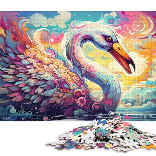 Puzzle 1000 Teile, bunter Roboter-Schwan, Puzzle für Erwachsene, Holzpuzzle, Puzzle für Erwachsene, Geschenke 38x26cm/1000 Teile von LiJianXXE