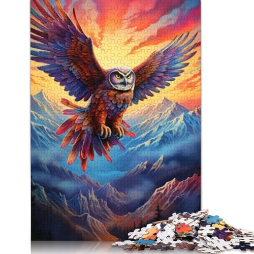 Puzzle 1000 Teile, buntes Eulen-Malpuzzle für Erwachsene, Kartonpuzzle, Lernspiel, Herausforderungsspielzeug, Größe: 38 x 26 cm von LiJianXXE