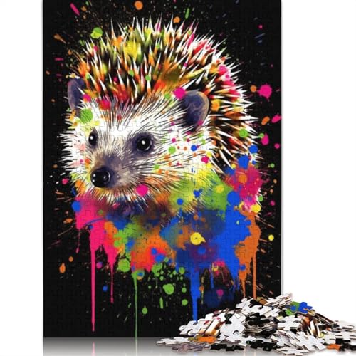 Puzzle 1000 Teile, buntes Igel-Puzzle für Erwachsene, Holzpuzzle, Lernspiel, Herausforderungsspielzeug, Größe: 75 x 50 cm von LiJianXXE