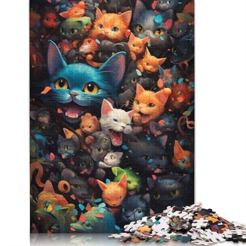 Puzzle 1000 Teile, buntes Katzenstamm-Puzzle für Erwachsene, Kartonpuzzle, Lernspiel, Herausforderungsspielzeug, Größe: 38 x 26 cm von LiJianXXE