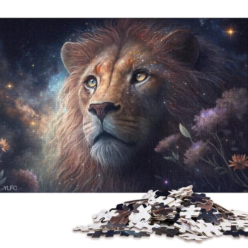 Puzzle 1000 Teile, kosmischer Galaxie-Löwe, Puzzle für Erwachsene, Holzpuzzle, Puzzle für Erwachsene, Geschenke 38x26cm/1000 Teile von LiJianXXE