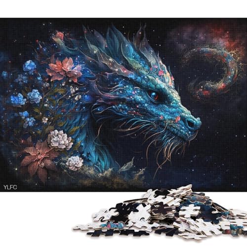 Puzzle 1000 Teile, kosmisches Galaxie-Drache-Puzzle für Erwachsene, Holzpuzzle, Heimdekoration (Größe 75 * 50 cm) von LiJianXXE