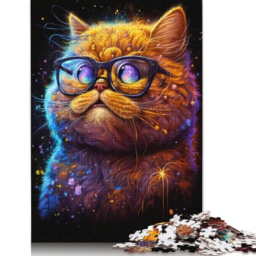 Puzzle 1000 Teile, kosmisches Garfield mit Brille, Puzzle als Geschenk, Kartonpuzzle, Lernpuzzle, Familienspiel (Größe 38 x 26 cm) von LiJianXXE