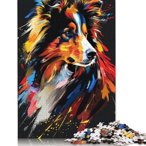 Puzzle 1000 Teile Collie-Hundekunst-Puzzle für Erwachsene, Kartonpuzzle, interessantes Puzzle zur Stressreduzierung, Größe: 38 x 26 cm von LiJianXXE