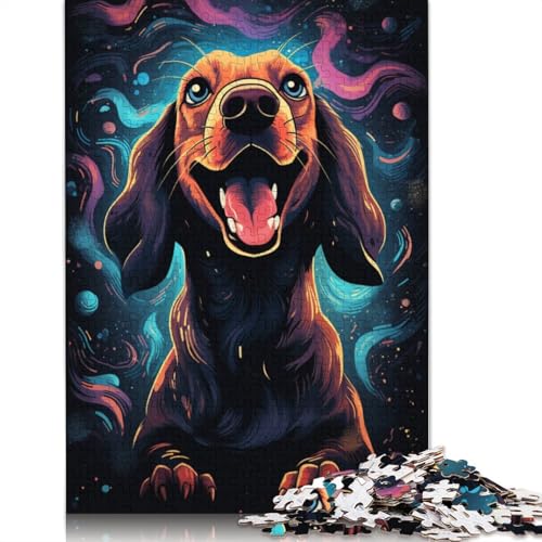 Puzzle 1000 Teile Glücklicher Dackel Puzzle für Erwachsene Kartonpuzzles Puzzle Mitmachspiel 38x26cm von LiJianXXE