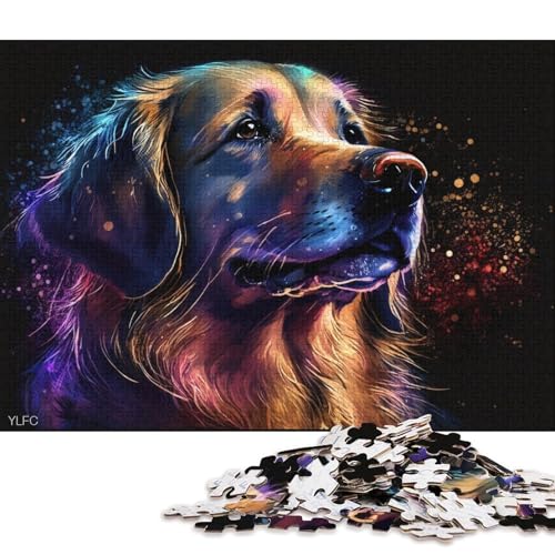 Puzzle 1000 Teile Golden Retriever Hundepuzzle für Erwachsene, Holzpuzzle, Heimdekoration (Größe 75 * 50 cm) von LiJianXXE