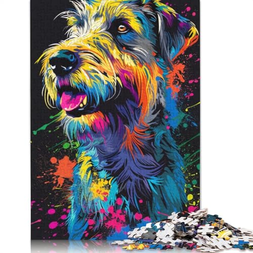 Puzzle 1000 Teile Irischer Wolfshund, Kunstpuzzle für Kinder, Papppuzzle, tolles Geschenk für Erwachsene, Größe: 38 x 26 cm von LiJianXXE