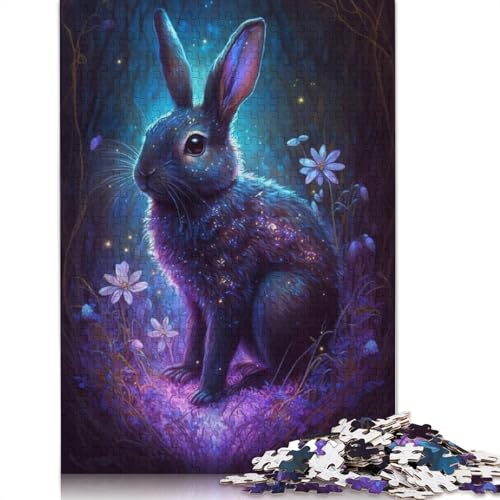 Puzzle 1000 Teile Kaninchen-Blumen-Galaxie-Puzzle für Erwachsene Kartonpuzzle Lernspiel Herausforderungsspielzeug Größe: 38 x 26 cm von LiJianXXE