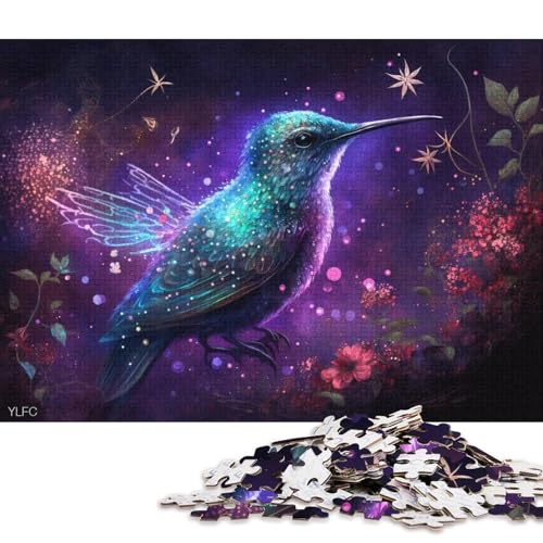 Puzzle 1000 Teile Kolibri im Wald, Puzzle für Erwachsene, Holzpuzzle, Heimdekoration (Größe 75 * 50 cm) von LiJianXXE