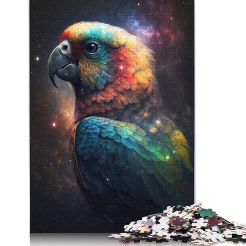 Puzzle 1000 Teile Papageien-Galaxie-Puzzle für Erwachsene Holzpuzzle Lernspiel Herausforderungsspielzeug Größe: 75 x 50 cm von LiJianXXE