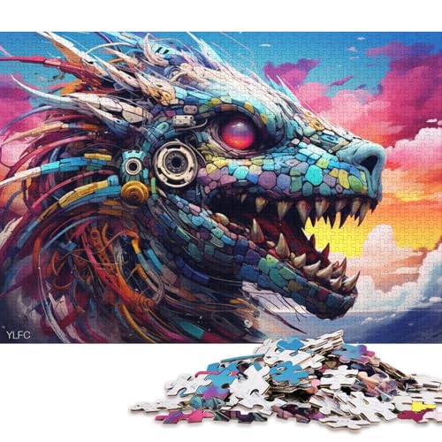 Puzzle 1000 Teile Roboter Fliegender Drache Kunst Puzzles für Erwachsene Holzpuzzles Puzzles für Erwachsene Geschenke 38x26cm/1000pcs von LiJianXXE