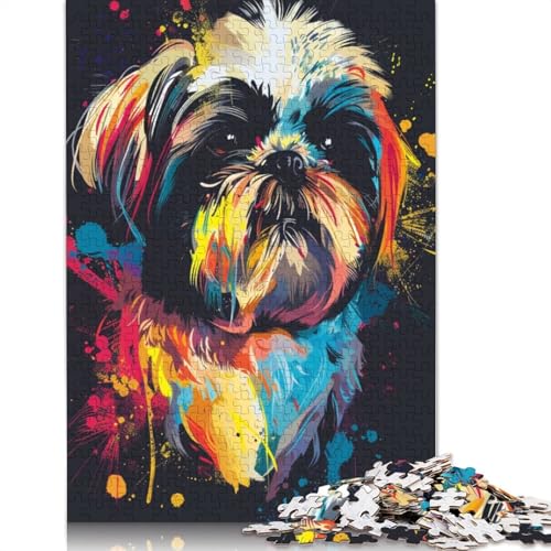 Puzzle 1000 Teile Shih Tzu Neon Puzzle für Kinder Holzpuzzle Lernspiele für Erwachsene und Kinder Größe: 75x50cm von LiJianXXE