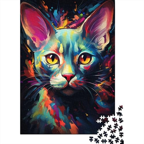 Puzzle 1000 Teile Sphinx Psychedelic Bunte psychedelische quadratische Puzzles für Erwachsene und Kinder, Holzpuzzles Herausfordernde Spielpuzzles (Größe 75 x 50 cm) von LiJianXXE