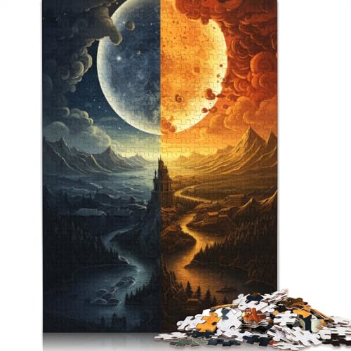 Puzzle 1000 Teile Tag- und Nacht-Puzzle für Kinder, Kartonpuzzle, Lernspiele für Erwachsene und Kinder, Größe: 38 x 26 cm von LiJianXXE