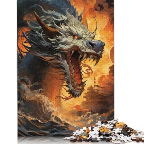 Puzzle 1000 Teile Tier-Puzzle mit Buntem Drachenmotiv, für Kinder, Kartonpuzzle, Lernspiele für Erwachsene und Kinder, Größe: 38 x 26 cm von LiJianXXE