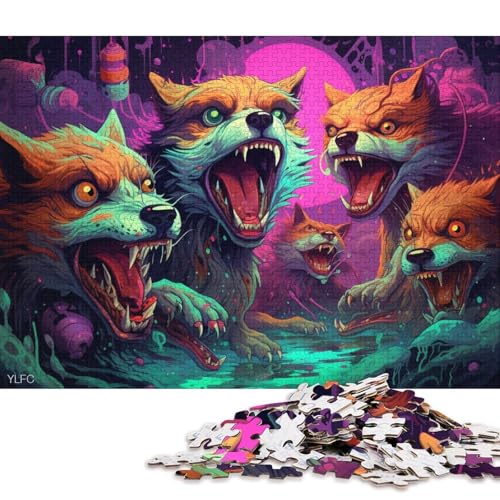 Puzzle 1000 Teile für Erwachsene, Angry Foxes Puzzle, Holzpuzzle, Familienaktivität 75x50cm/1000 Teile von LiJianXXE