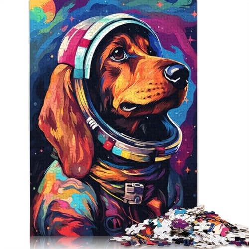 Puzzle 1000 Teile für Erwachsene, Astronauten-Dackel, Puzzle für Kinder, Holzpuzzle, Spielzeug, Denkspiel, 75 x 50 cm von LiJianXXE