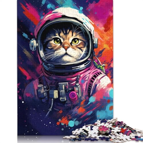 Puzzle 1000 Teile für Erwachsene, Astronauten-Katze, Puzzle für Kinder, Holzpuzzle, Spielzeug, Denkspiel, 75 x 50 cm von LiJianXXE