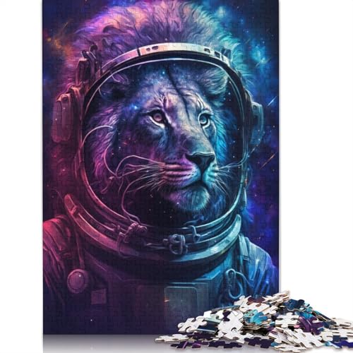 Puzzle 1000 Teile für Erwachsene, Astronautenkunst, Löwe, Puzzle für Erwachsene, Holzpuzzle, Lernspiel, Herausforderungsspielzeug (Größe 75 x 50 cm) von LiJianXXE