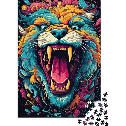 Puzzle 1000 Teile für Erwachsene, Bunte psychedelische Tiere, Puzzle für Erwachsene und Kinder, Holzpuzzle, tolles Geschenk für Erwachsene, 50 x 75 cm von LiJianXXE