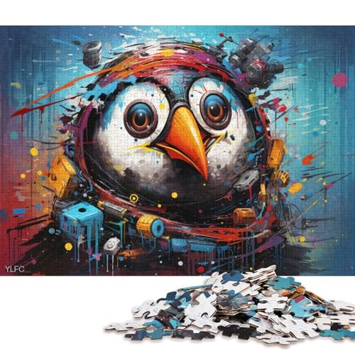 Puzzle 1000 Teile für Erwachsene, Bunter Roboter-Pinguin, Puzzle für Erwachsene, Holzpuzzle, Lernspiel für Erwachsene und Kinder 38x26cm/1000 Teile von LiJianXXE