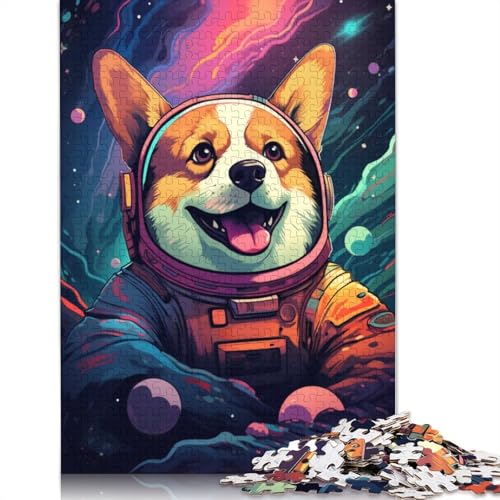 Puzzle 1000 Teile für Erwachsene, Corgi-Astronauten-Puzzle für Erwachsene, Kartonpuzzle, Lernspiel, Herausforderungsspielzeug, 38 x 26 cm von LiJianXXE