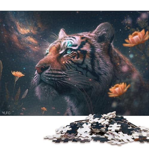 Puzzle 1000 Teile für Erwachsene, Cosmic Tiger Flower, Puzzle für Erwachsene, Holzpuzzle, Puzzle für Erwachsene, Lernspiel, Herausforderungsspielzeug 38x26cm/1000 Teile von LiJianXXE