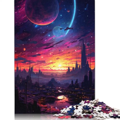 Puzzle 1000 Teile für Erwachsene, Der Sonnenuntergang in der Stadt, Puzzles für Kinder, Papppuzzle, Spielzeug, Denkspiel, 38 x 26 cm von LiJianXXE