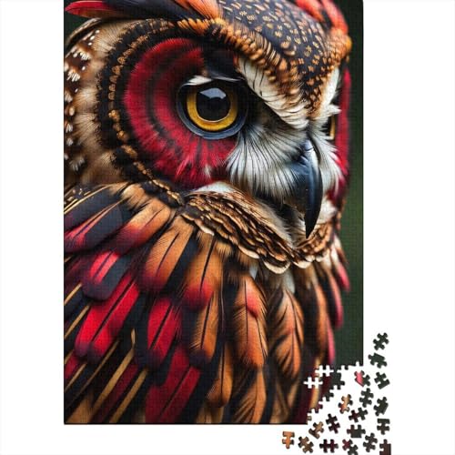 Puzzle 1000 Teile für Erwachsene, Eule in Nahaufnahme, Holzpuzzle für Erwachsene und Teenager, 1000 große Teile Puzzle für Erwachsene (Größe 75 x 50 cm) von LiJianXXE