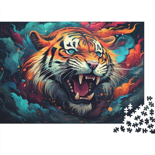 Puzzle 1000 Teile für Erwachsene, Fantasie, Bunte Tiger-Puzzles für Erwachsene, Holzpuzzle, Lernspielzeug, Familienspiele, 50 x 75 cm von LiJianXXE