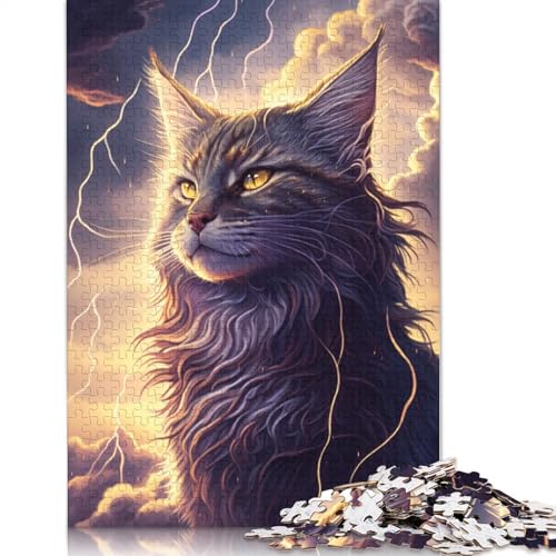 Puzzle 1000 Teile für Erwachsene, Fantasie-Puzzle mit Maine-Coon-Katze, Puzzle für Erwachsene, Holzpuzzle, tolles Geschenk für Erwachsene, Größe: 75 x 50 cm von LiJianXXE