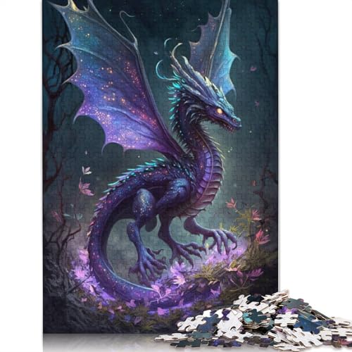 Puzzle 1000 Teile für Erwachsene, Fliegender Drache, Blumen-Galaxie, Puzzle für Erwachsene, Holzpuzzle, tolles Geschenk für Erwachsene, Größe: 75 x 50 cm von LiJianXXE