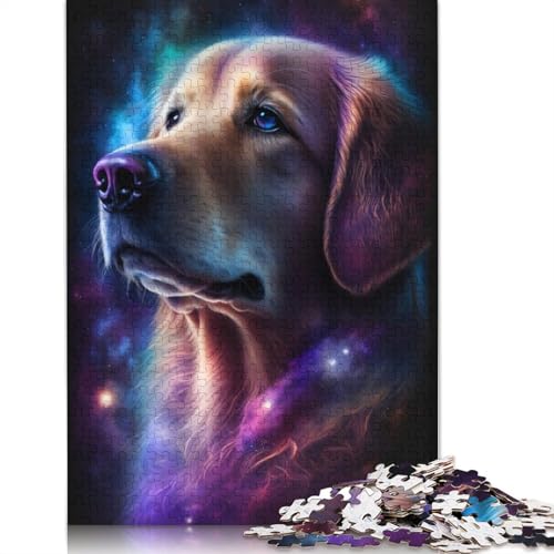 Puzzle 1000 Teile für Erwachsene, Galaxie, Weltraum, Golden Retriever, Puzzle für Erwachsene, Papppuzzle, Lernspiel, Herausforderungsspielzeug (Größe 38 x 26 cm) von LiJianXXE