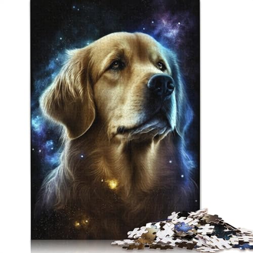 Puzzle 1000 Teile für Erwachsene, Galaxie, Weltraum, Golden Retriever, Puzzle für Erwachsene, Papppuzzle, tolles Geschenk für Erwachsene (Größe 38 x 26 cm) von LiJianXXE