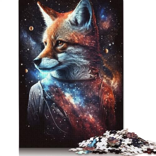 Puzzle 1000 Teile für Erwachsene, Galaxie-Astronauten-Fuchs, Puzzle für Erwachsene, Holzpuzzle, Lernspiel (Größe 75 x 50 cm) von LiJianXXE