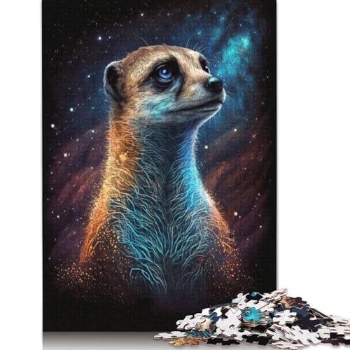 Puzzle 1000 Teile für Erwachsene, Galaxie-Tier-Erdmännchen-Puzzle für Erwachsene, Holzpuzzle, tolles Geschenk für Erwachsene (Größe 75 x 50 cm) von LiJianXXE