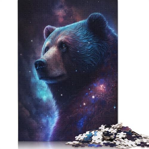 Puzzle 1000 Teile für Erwachsene, Galaxie-Tiere, Braunbär, Puzzle für Erwachsene, Kartonpuzzle, Heimdekoration (Größe 38 x 26 cm) von LiJianXXE