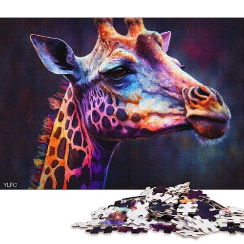 Puzzle 1000 Teile für Erwachsene, Giraffen-Puzzle, Puzzle für Erwachsene, Holzpuzzle, Heimdekoration (Größe 75 * 50 cm) von LiJianXXE