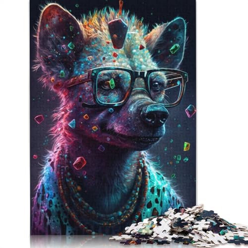 Puzzle 1000 Teile für Erwachsene, Hyänen tragen eine Brille, Puzzle für Erwachsene, Papppuzzle, Lernspiel, Herausforderungsspielzeug (Größe 38 x 26 cm) von LiJianXXE