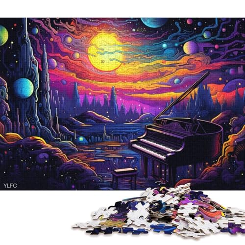 Puzzle 1000 Teile für Erwachsene, Klavier im Weltraum, Puzzle für Erwachsene, Holzpuzzle, Lernspiel für Erwachsene und Kinder 38x26cm/1000 Teile von LiJianXXE