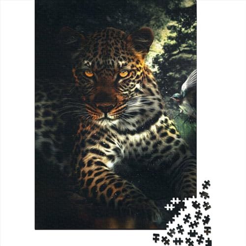 Puzzle 1000 Teile für Erwachsene, Leopard und der Vogel, Holzpuzzle für Erwachsene und Teenager, 1000 große Teile Puzzle für Erwachsene (Größe 75 x 50 cm) von LiJianXXE