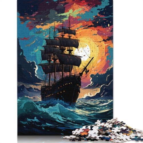 Puzzle 1000 Teile für Erwachsene, Piratenschiff-Puzzle, Puzzle für Kinder, Papppuzzle, Spielzeug, Denkspiel, 38 x 26 cm von LiJianXXE